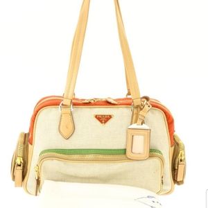 Authentic Prada Canapa Multipocket Satchel Bag
